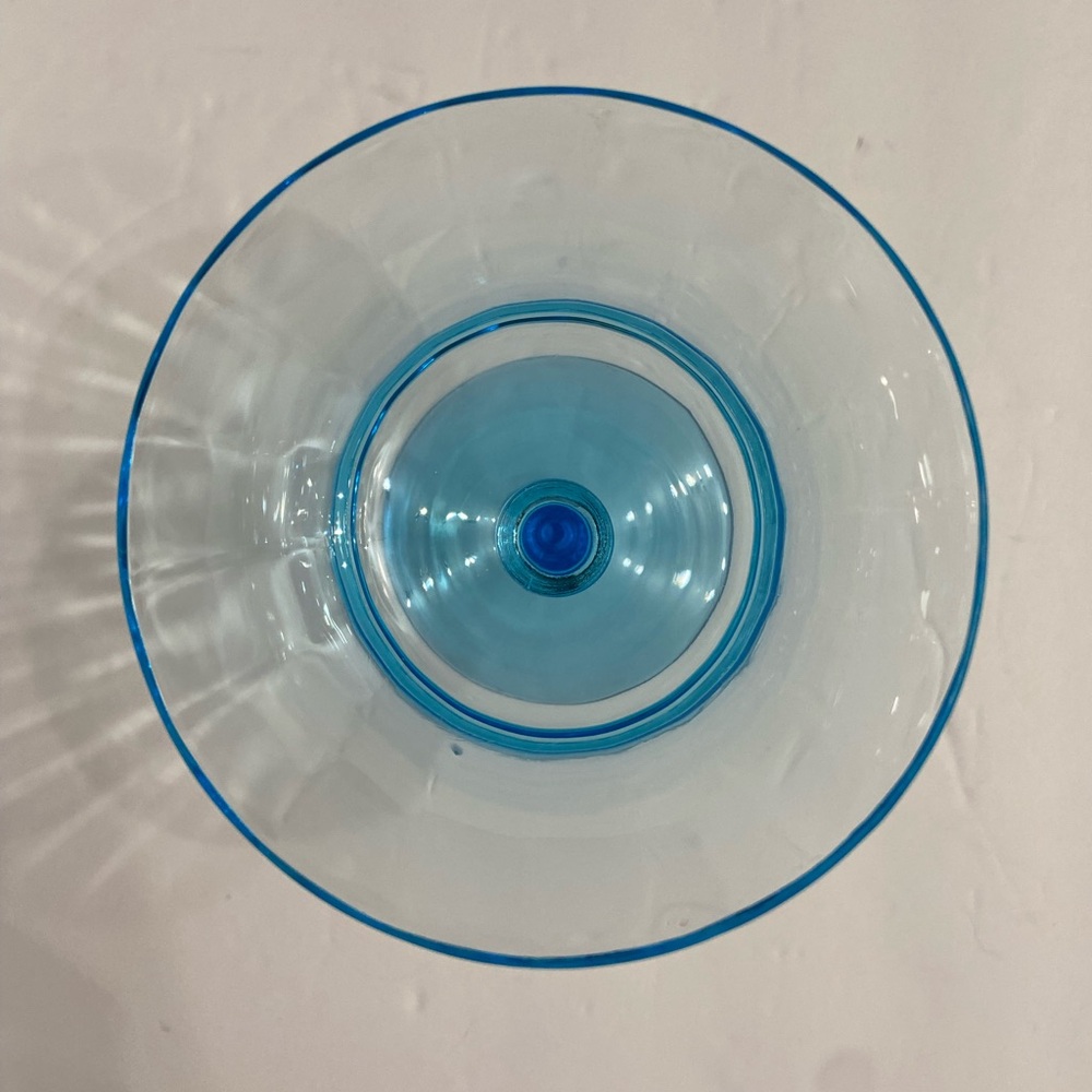 Crystal Blue Turquoise Tall Sherbet Glass Feminine Quite Luxury - Picture 9 of 13